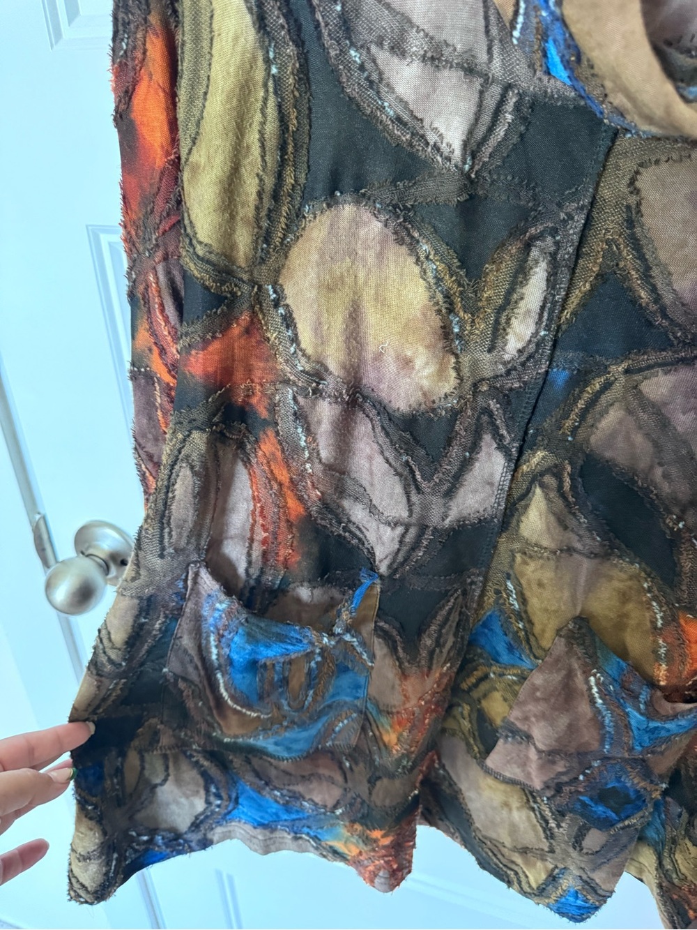 Feratelli Cowl Neck Patchwork-Style Long Sleeve Top artistic boho lagenlook - Picture 3 of 4
